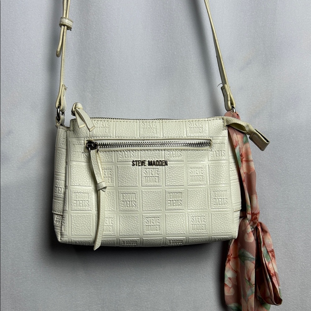 Steve Madden Cream Crossbody Bag with Scarf